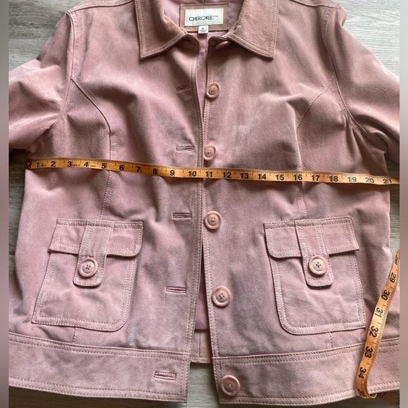 Vintage Light Pink 100% Genuine Leather Suede Jacket Festival Coachella Western - Picture 9 of 10